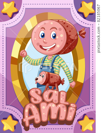 Character game card with word Salami 82185067