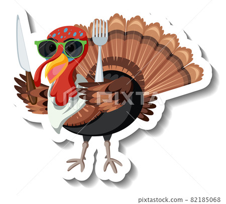Isolated turkey sticker on white background 82185068