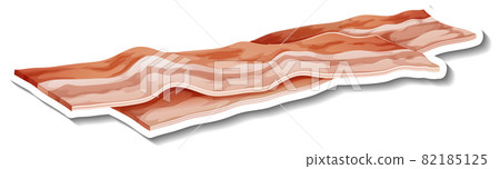 Raw bacon stripes sticker on white background 82185125