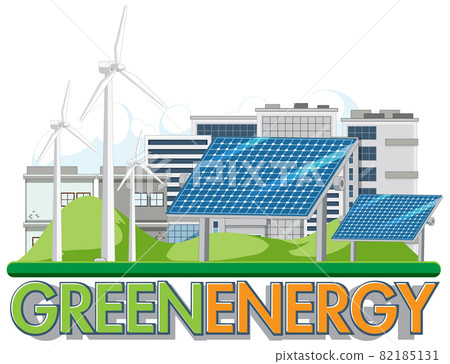 Green energy generated by wind turbine and solar panel 82185131