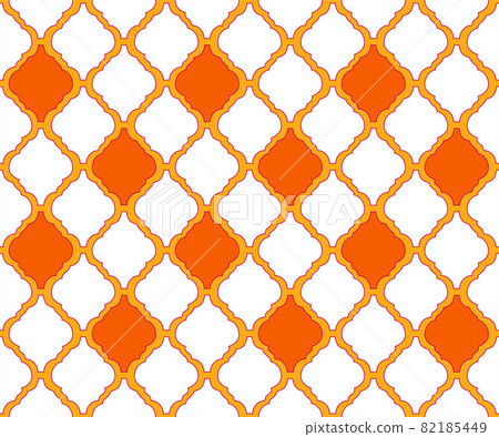 Arabesque arabic traditional pattern as islamic style ethnic ornament tile seamless fabric background textile or orange modern geometric repeated backdrop Arabesque arabic traditional pattern as islamic style ethnic ornament tile seamless fabric background textile or orange modern geometric repeated backdrop 82185449