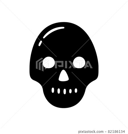 Black skull. Hand drawn symbol of pirates, poison, death, hell and anger. Vector illustration isolated in doodle style on white background Black skull. Hand drawn symbol of pirates, poison, death, hell and anger. Vector illustration isolated in doodle style on white background 82186134