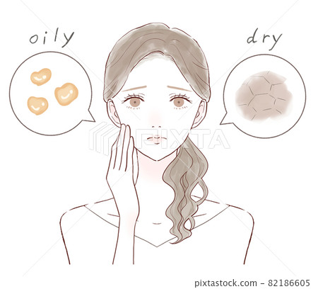 Women who suffer from mixed skin Women who suffer from mixed skin 82186605