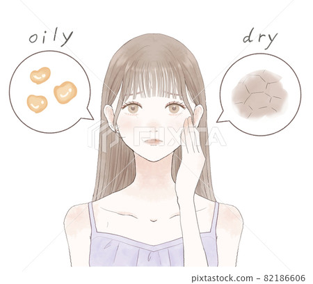 患有混合性皮膚的女性 患有混合性皮膚的女性 82186606