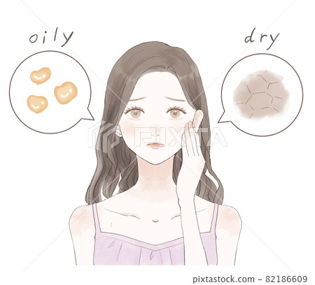 患有混合性皮膚的女性 患有混合性皮膚的女性 82186609