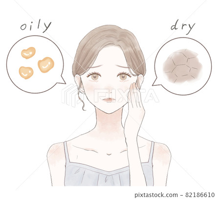 患有混合性皮膚的女性 82186610