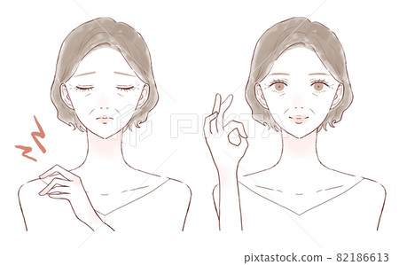 Before and after middle-aged women suffering from stiff shoulders 82186613