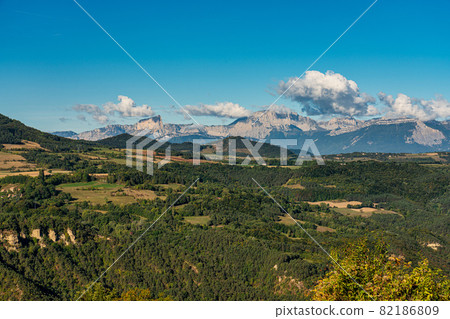 Landscape at Saint Baudille et Pipet, Trieves in Vercors, French Alps, France 82186809