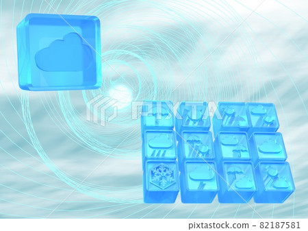 多雲多雲天氣氣候天氣藍色單色圖像圖標背景壁紙（3DCG） 82187581