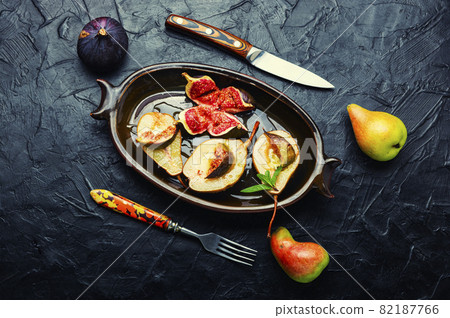 Baked pear with figs Baked pear with figs 82187766