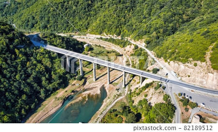 Aerial drone view of a bridge in Georgia 82189512