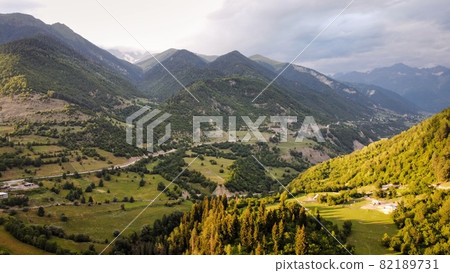 Aerial drone view of nature in Georgia at sunset 82189731