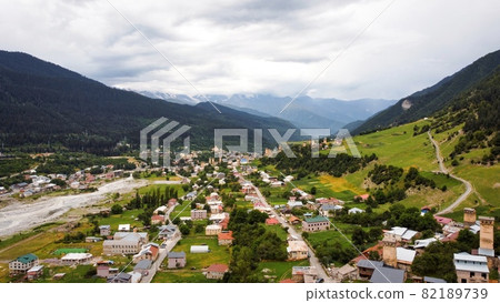 Aerial drone view of a village in Georgia Aerial drone view of a village in Georgia 82189739