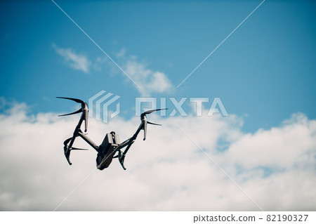 New York, USA - SEPTEMBER 18, 2021: DJI Inspire 2 quadcopter drone on ground before aerial flight and filming. 82190327