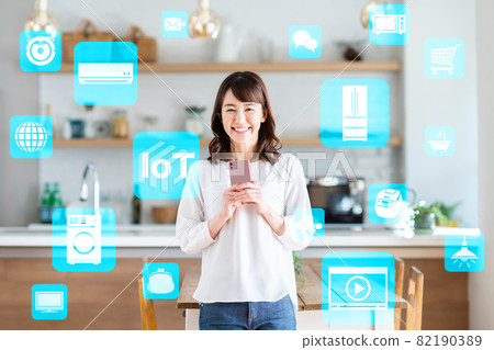 IoT image young women and homes 82190389