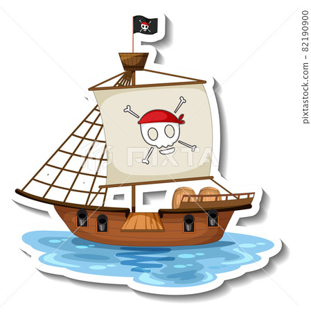 A sticker template with Pirate ship isolated A sticker template with Pirate ship isolated 82190900