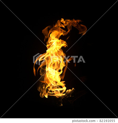 Fire flames on black background. Fire flames on black background. 82191055