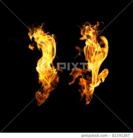 Fire flames on black background 82191267