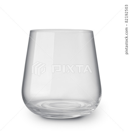 Front view of empty stemless glass tumbler Front view of empty stemless glass tumbler 82192503