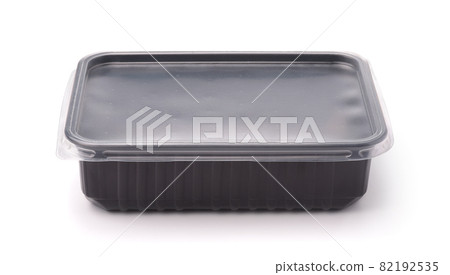 Black disposable plastic food takeaway container 82192535
