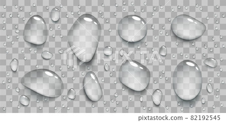 Set of realistic transparent water drops. 82192545