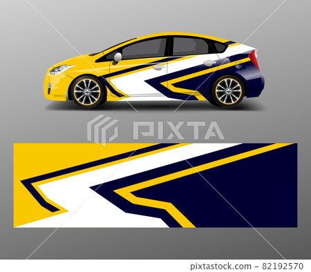 Car decal graphic vector wrap vinyl sticker. Graphic abstract wave shape designs for branding, race and drift car template design vector 82192570