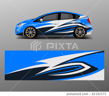 Racing car wrap with abstract stripe shapes for Company. Sport car racing wrap vector design template design vector 82192571