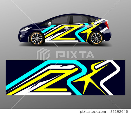 Racing car wrap. abstract strip shapes for Company car wrap, sticker, and decal template design vector 82192646