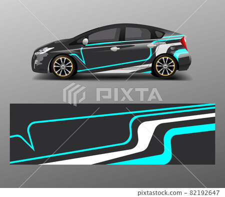 Car wrap decal design vector. Graphic abstract racing designs for vehicle, rally, race, adventure template design vector 82192647