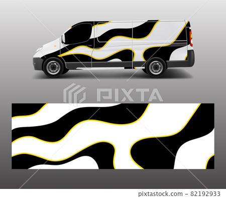 Graphic abstract wave designs for wrap vehicle, race car, branding car. Pick up truck and cargo van car wrap design vector. 82192933