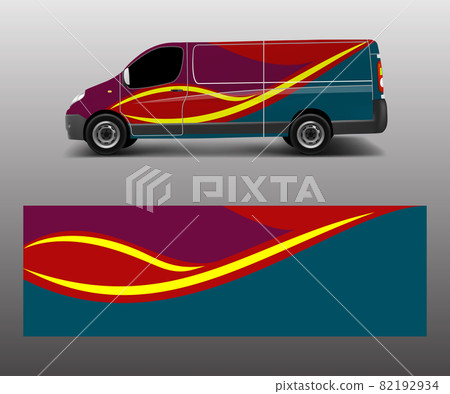 van decal wrap design vector for Company branding . Graphic wrap decal and sticker template vector 82192934