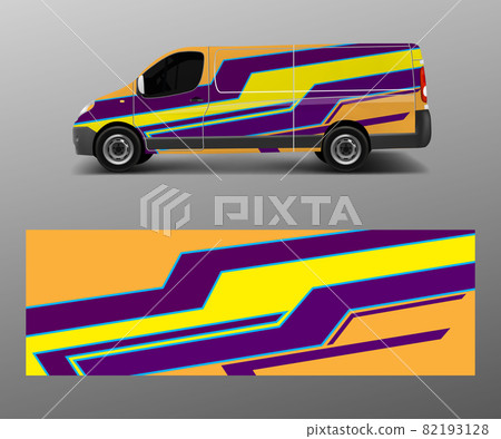 van decal wrap design vector for Company branding . Graphic wrap decal and sticker template vector 82193128