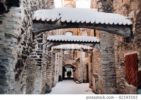Winter View of the old town of Tallinn.Snow-covered city near the Baltic sea. Estonia Winter View of the old town of Tallinn.Snow-covered city near the Baltic sea. Estonia 82193503