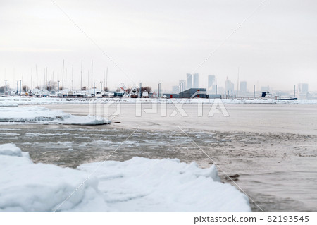 The winter promenade of the Baltic sea near Tallinn. Winter near the Baltic States on the seashore.Baltics in winter 82193545