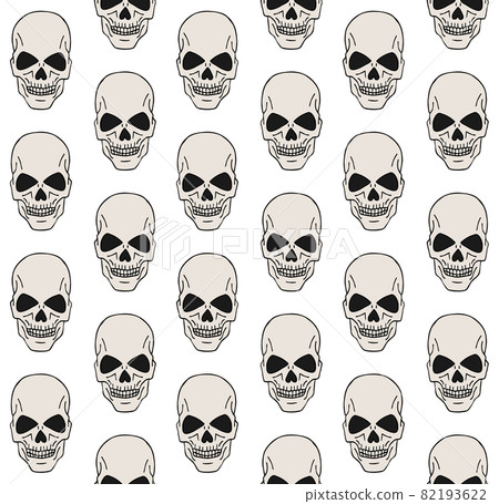 Vector seamless pattern of hand drawn human skull - Stock Illustration ...