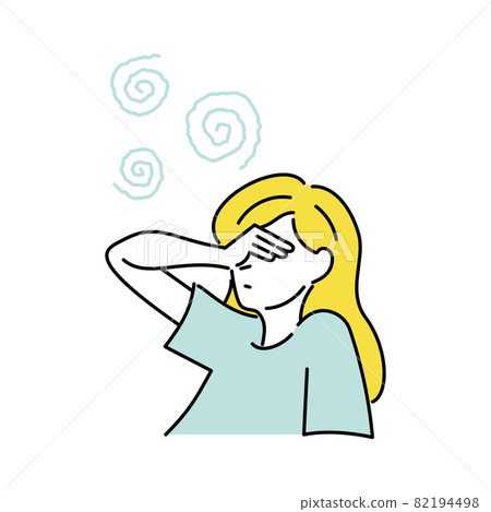 一個生病頭暈的女人的插圖 82194498