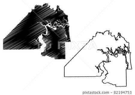 Duval County, Florida (U.S. county, United States of America,USA, U.S., US) map vector illustration, scribble sketch Duval map 82194753