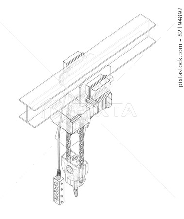 Winch or lifting machine concept outline. Vector 82194892