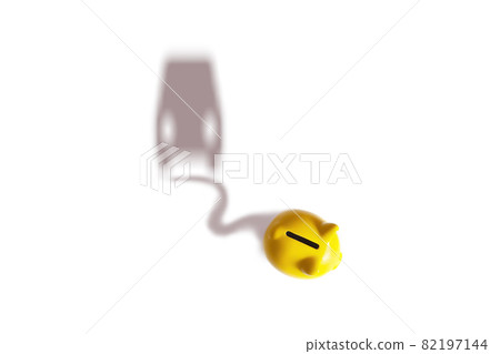 shadow of car shaped piggy bank on white background. Savings concept. shadow of car shaped piggy bank on white background. Savings concept. 82197144