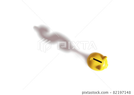 shadow of dollar-shaped piggy bank on white background. Savings concept. 82197148
