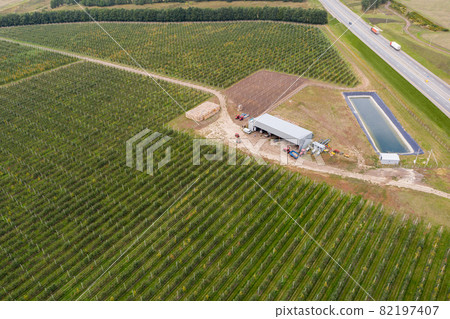 Aerial view of apple orchard Aerial view of apple orchard 82197407