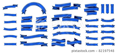 Ribbon with gold border and banner set blue Ribbon with gold border and banner set blue 82197548