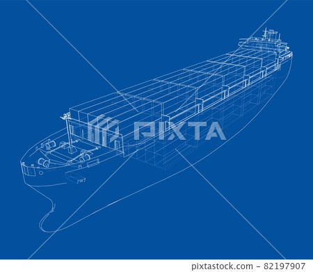 Cargo ship with containers. Vector 82197907