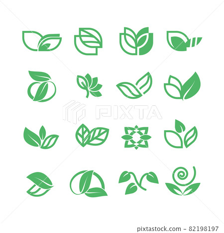 A set of icons with leaves A set of icons with leaves 82198197