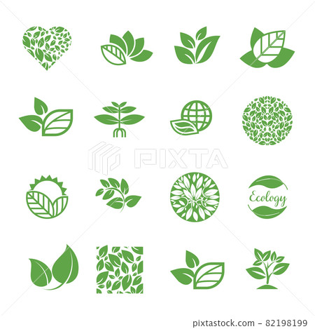 A set of icons with leaves A set of icons with leaves 82198199