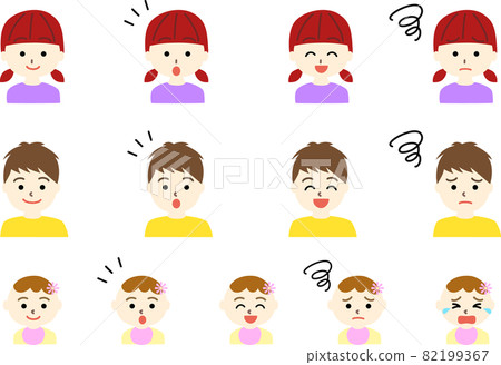Children and baby facial expression set 82199367