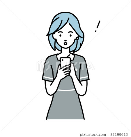 一位美學家的女士，她在站立和操作智能手機時驚訝地發現了一些東西 82199613