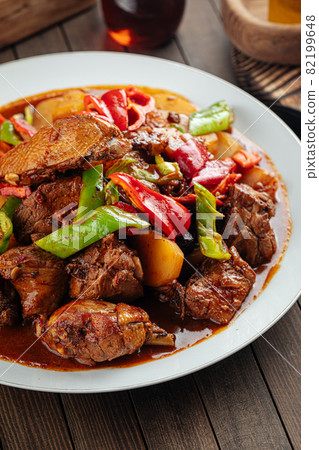 Chinese dish dapanji with stew chicken and potato 82199648