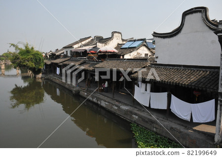 中國, 浙江省, 西塘, 運河沿岸的房子, 水鄉, 古城 82199649