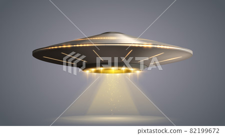 UFO spaceship with light beam 82199672